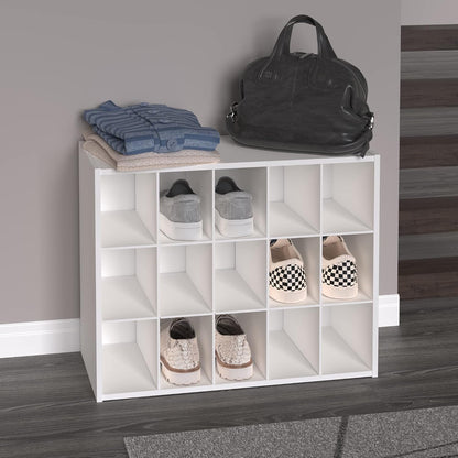ClosetMaid 15 Cube Stackable Storage Organizer for Shoes, Bags, Crafts, Hobbies with Wood Shelves, for Closet, Entryway or Mudroom, Espresso