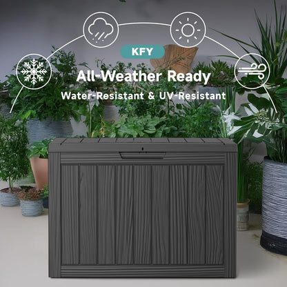 60 Gallon Outdoor Waterproof Storage Box, UV Resistant Resin Deck Box with Built-in Handle, Outdoor Storage Container for Patio Furniture, Garden Tools, Patio Cushions, Black