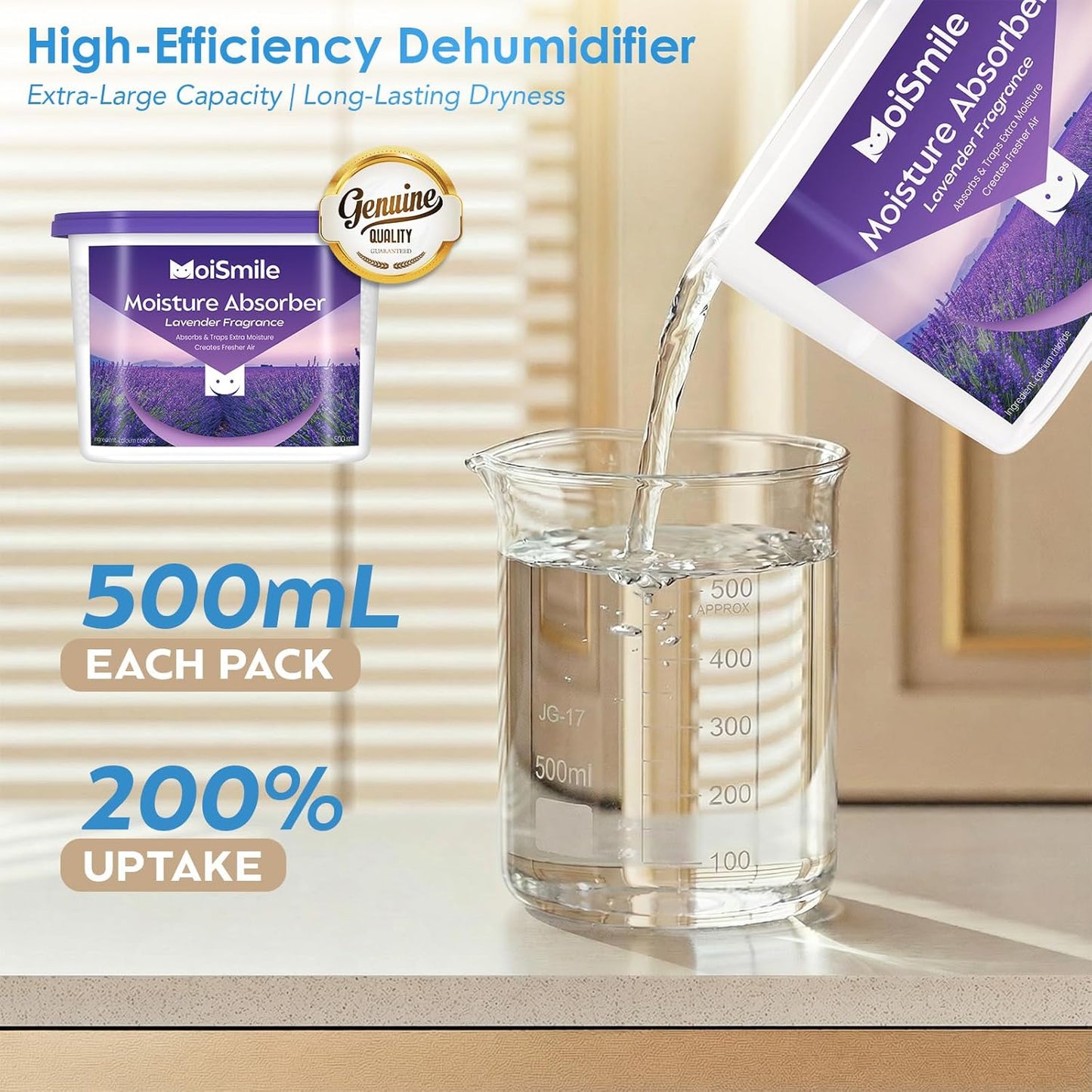 Moisture Absorbers, Efficient Humidity Absorber ＆ Odor Eliminator Boxes, Refillable Car Dehumidifier for Closet, Bathroom, Basement＆ RV, 3 Pack, Fragrance Free