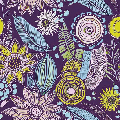 Blue Wallpaper Peel and Stick,Vintage Boho Floral Contact Paper 17.5" x 118", Retro Botanical Flower Wall Paper Self Adhesive Removable Waterproof for Walls Shelves Cabinet Table (Blue,Yellow, Green)