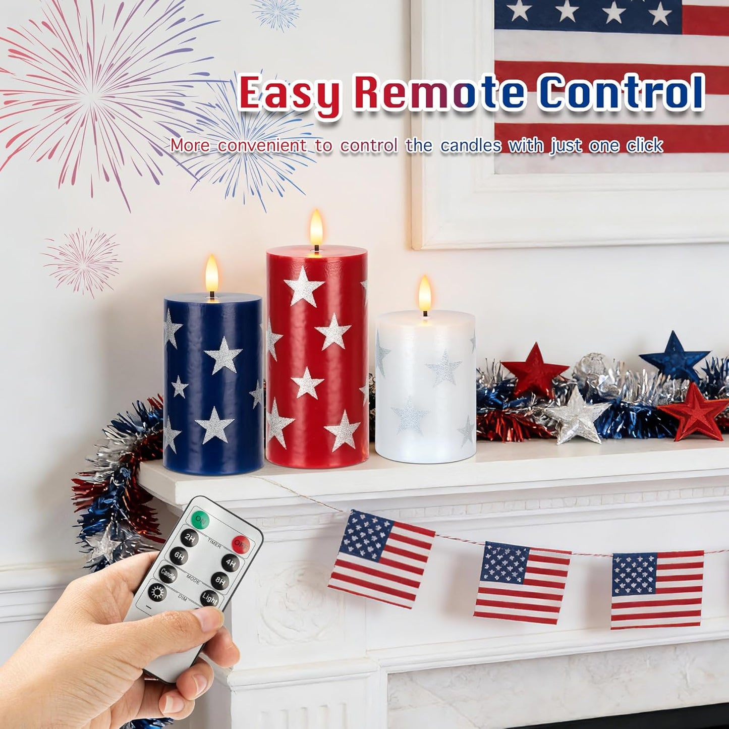 JOIONE Flameless Pillar Candles with Remote, 3 Pack Battery Operated Real Wax LED Candles, LED Candle that Perfect for Home Decorations Fireplace Table, White
