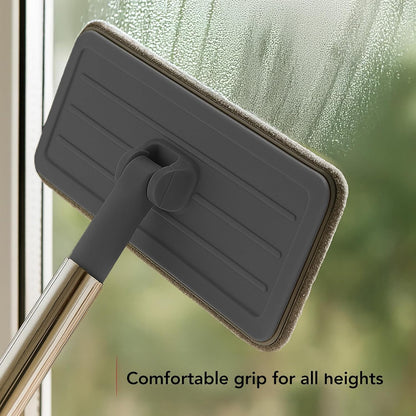 OVENTE Mop and Bucket with Wringer Set, Hands-Free Self-Cleaning Flat Floor Mop with Washable Microfiber Pad, Home Cleaner for Smooth Wall, Hardwood, Tile, Laminate and Glass Windows, Beige MBP32BGG