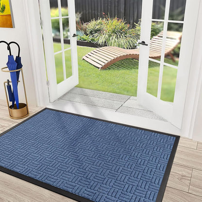 Mibao Front Door Mat, Heavy Duty Durable Welcome Mat for Outdoor Indoor, Dirt Trapper Waterproof Super Absorbent Door Mat for Entryway Outside Patio Porch, 29.5" x 17", Grey