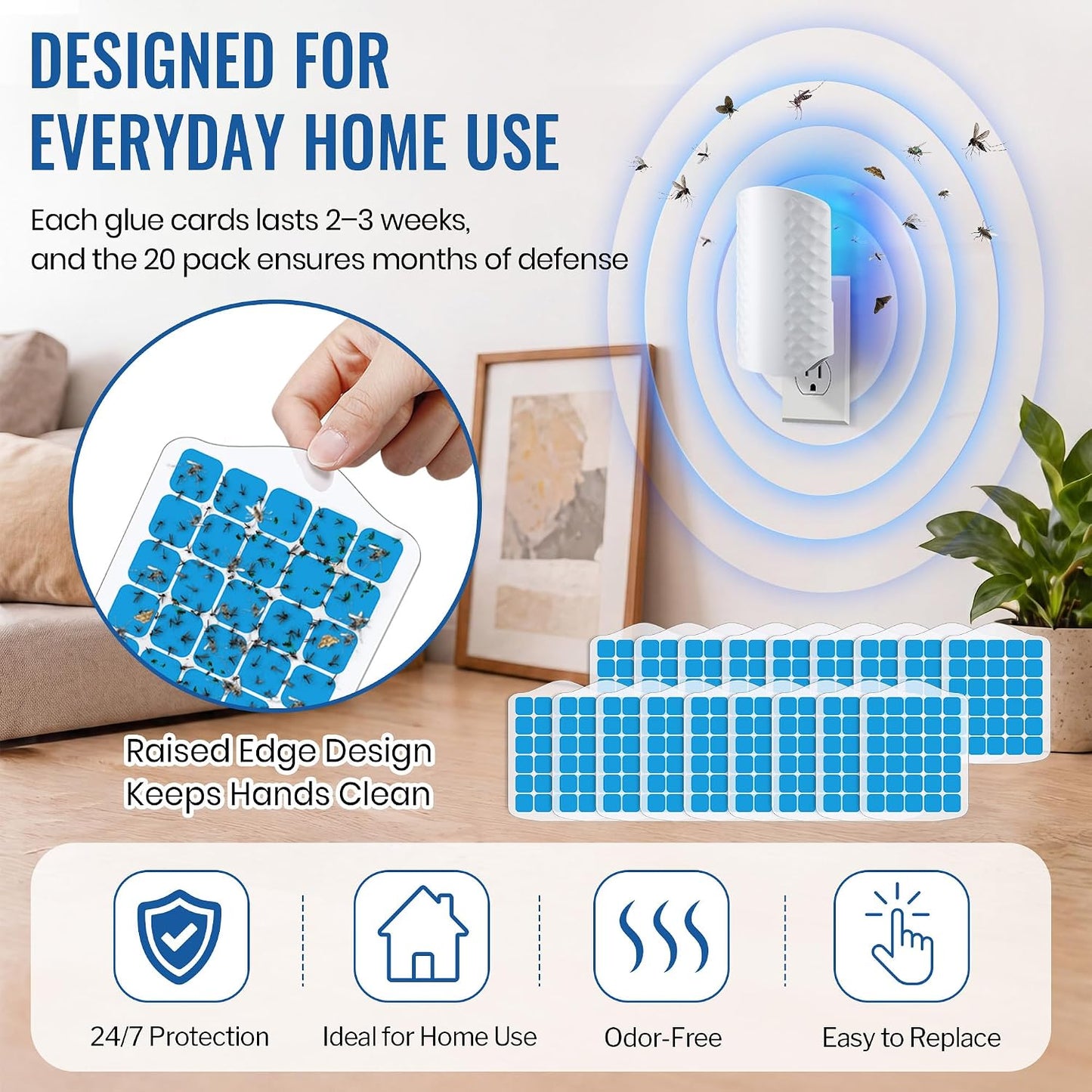 20 Pack Fly Trap Refills Compatible with WowCatch N386A Fly Trap | Double-Sided Sticky Glue Cards, Indoor Flying Insect Trap Refills, Mosquitoes, Gnats, Flies and Other Bugs