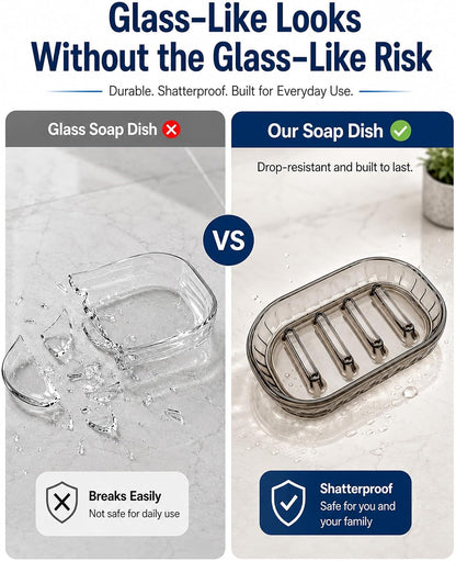 OTHIX 3 Pack Clear Plastic Soap Dish for Bar Soap, Bar Soap Holder Tray with Raised Ridges for Shower | Bathroom | Kitchen Sink |Dry Fast| Easy to Clean (Clear)