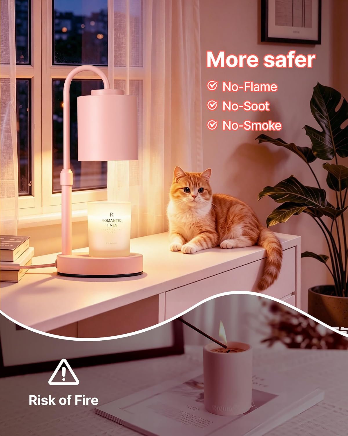 CASTLELIFE Dimmable Candle Warmer Lamp with Timer, Height Adjustable Candle Warmer for Jar Candles, Electric Wax Melt Warmer for Home Decor House Warming Gifts, Birthday Gifts for Women, Black Clear