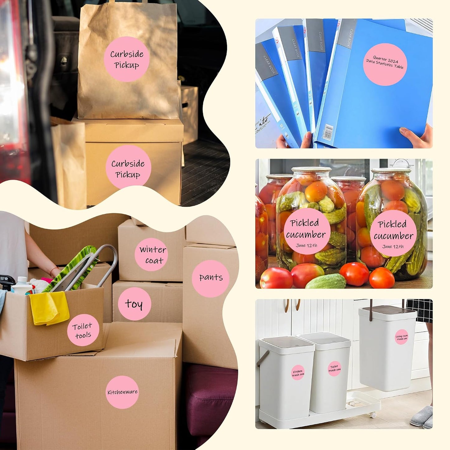 3 Inch White Color Code Dot Stickers,500 PCS Round Labels Stickers in Dispenser Box for Organization, Inventory,Classroom