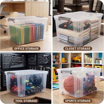 Citylife 57 QT Plastic Storage Bins with Double-Opening Lids, Storage Containers for Organizing, Large Clear Storage Box for Closet, Blankets, 2 Packs