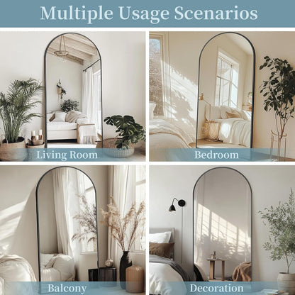 Full Length Mirror with Stand, 71"x28" Arched Full Body Large Stand Up Aluminum Frame Floor Standing Mirror, Freestanding Hanging Leaning Mounted for Bedroom Living Room Entryway Gold