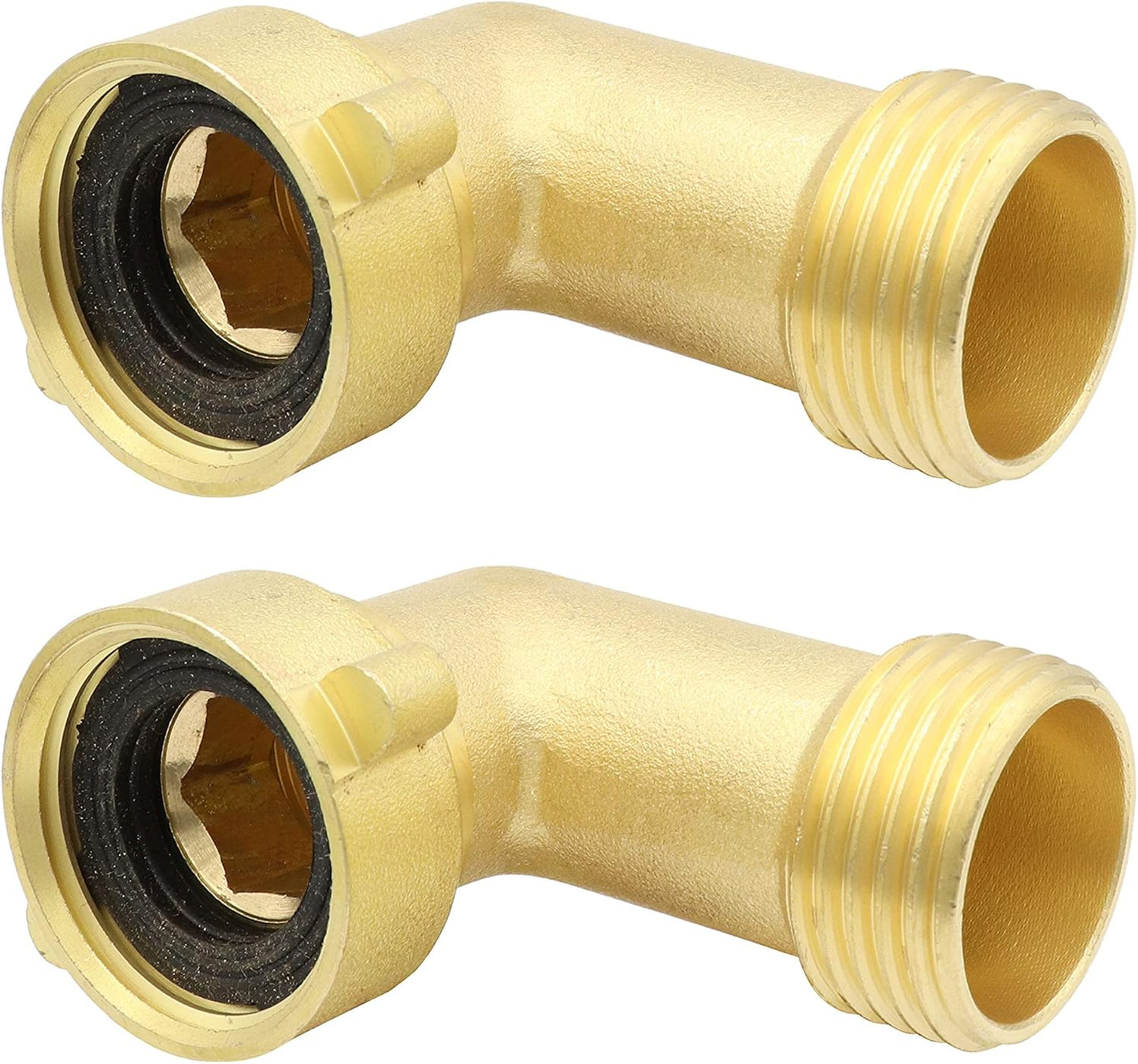 LBY 4 Way Brass Hose Splitter, 3/4" Hose Faucet Manifold, Garden Hose Connector, Tap Splitter, Solid Brass (Golden Yellow)
