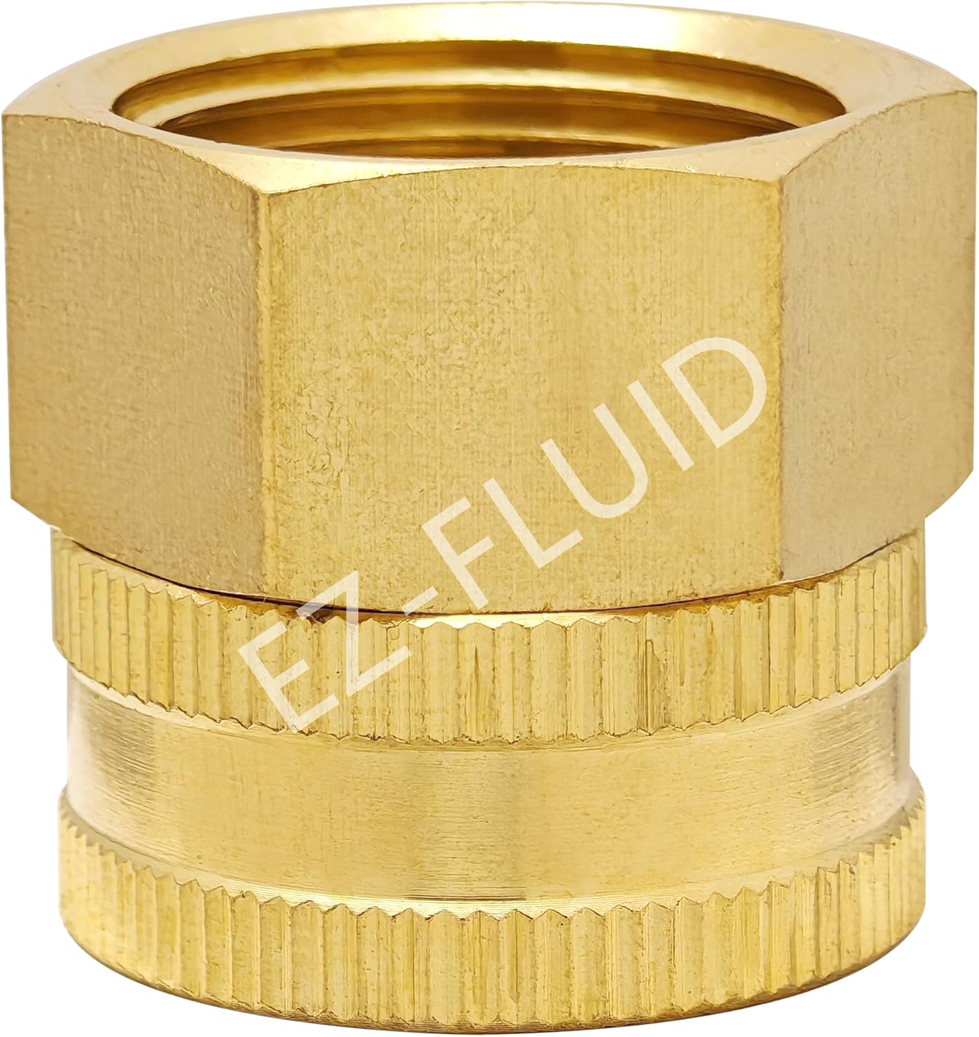 (1) EZ-FLuid 3/4" FHT Female Garden Hose Wye Two way Splitter, Heavy Duty Brass Hose Y Splitter with 1/4Turn Shutoff Ball Valve,2-way 3/4"GHT Threads Connector For outside faucet and hose bibb spigot