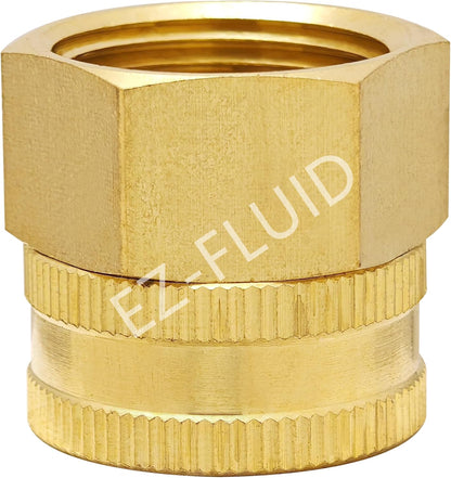 (1) EZ-FLuid 3/4" FHT Female Garden Hose Wye Two way Splitter, Heavy Duty Brass Hose Y Splitter with 1/4Turn Shutoff Ball Valve,2-way 3/4"GHT Threads Connector For outside faucet and hose bibb spigot