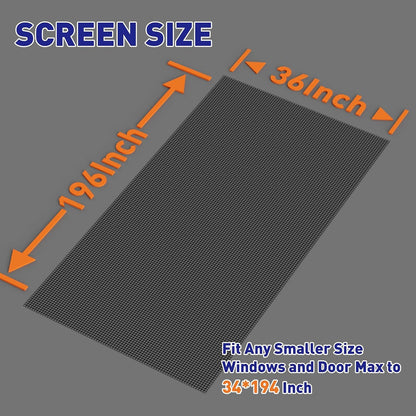 MAGZO Window Screen Replacement Mesh 48"W x 99"L - Pet Resistant Premium & Durable Polyester Screen Door Mesh, Allows Fresh Air In, DIY Repair Kit Includes Tool for Sliding Doors,Windows,Patio, Gray