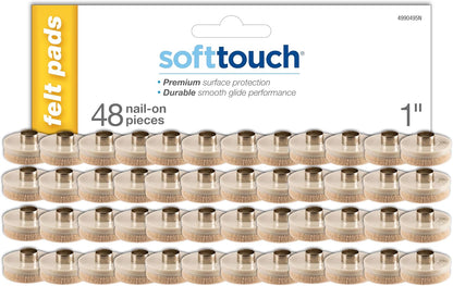 softtouch 7/8" Round Nail On Heavy Duty Felt Furniture Pads for Wood Furniture, Protect Hard Floor Surfaces from Scratches, Brown (8 Pack)