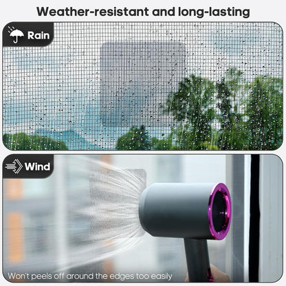 Secopad 14 Sheets Window Screen Patches Repair Kit, Black 3 Sizes Window Screen Repair Kit for Mesh Screen Door, Strong Adhesive Fiberglass Quick Screen Repair Tape