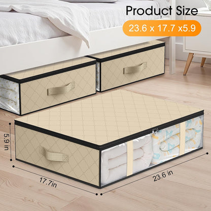 StorageRight Under Bed Storage Bags 3 Pack, 40L Large Clothes & Comforter Storage Containers with Clear Window, Breathable Fabric Organizer for Blankets, Bedding, Seasonal Clothing