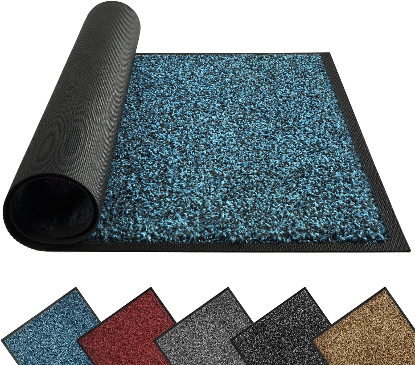 Mibao Front Door Mat, Dirt Trapper Welcome Mat for Outdoor Indoor, Non-Slip Waterproof Doormat, Durable Machine Washable Low Profile Entry Rug for Back Door Outside Patio Porch, 29.5" x 17", Grey