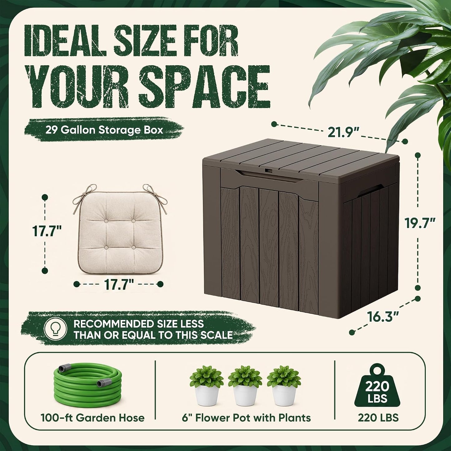 Devoko 100 Gallon Waterproof Large Resin Deck Box Indoor Outdoor Lockable Storage Container for Patio Furniture Cushions Garden Tools (100 Gallon, Black)