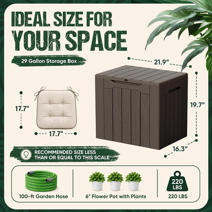 Devoko 100 Gallon Waterproof Large Resin Deck Box Indoor Outdoor Lockable Storage Container for Patio Furniture Cushions Garden Tools (100 Gallon, Black)