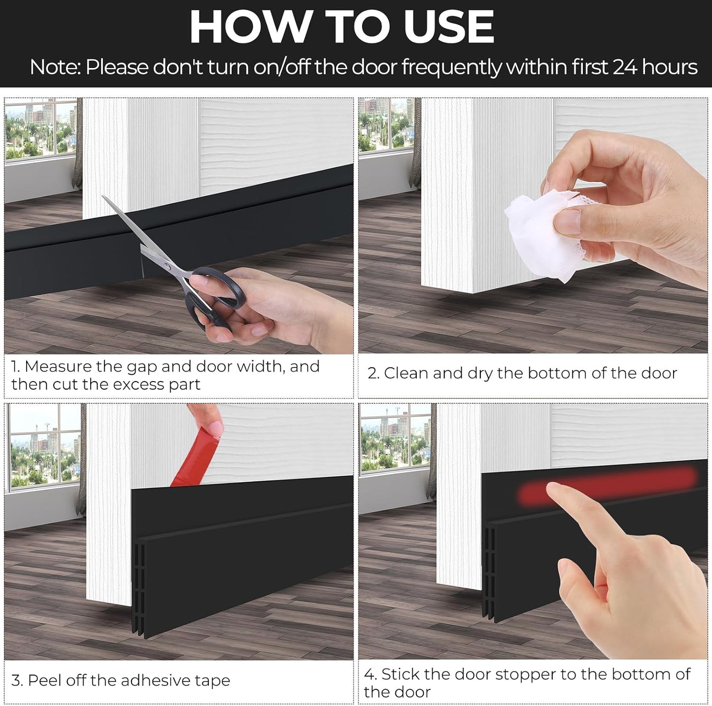 Door Draft Stopper, Ohuhu 39"L x 2"W Silicone Weather Stripping Under Door Seal for Exterior Interior Doors, 1" Widened Strong Adhesive, Soundproof Door Sweep Strip to Block Cold, Noise, Light Pests