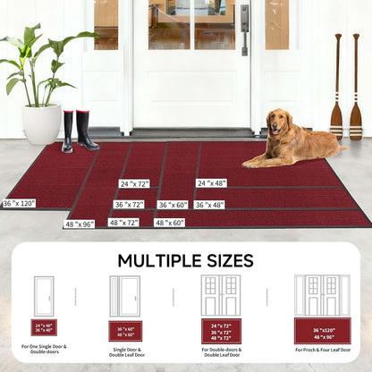 100pointONE Durable Front Door Mat, Heavy Duty Indoor Outdoor Doormat, 48” x 36” Low Profile Outdoor Mats for Home Entrance, Stain and Fade Resistant Shoe Scraper Mat, Ideal for High Traffic Area
