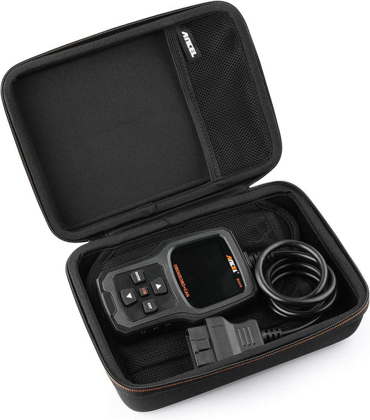ANCEL Protective Case Storage Bag for OBD2 Scanner FX2000 FX6000, Code Reader AD530 VD500 BM700, Battery Tester BST200 BM200 BA301, Professional Waterproof Shockproof Carry Box with Zipper(Case Only)