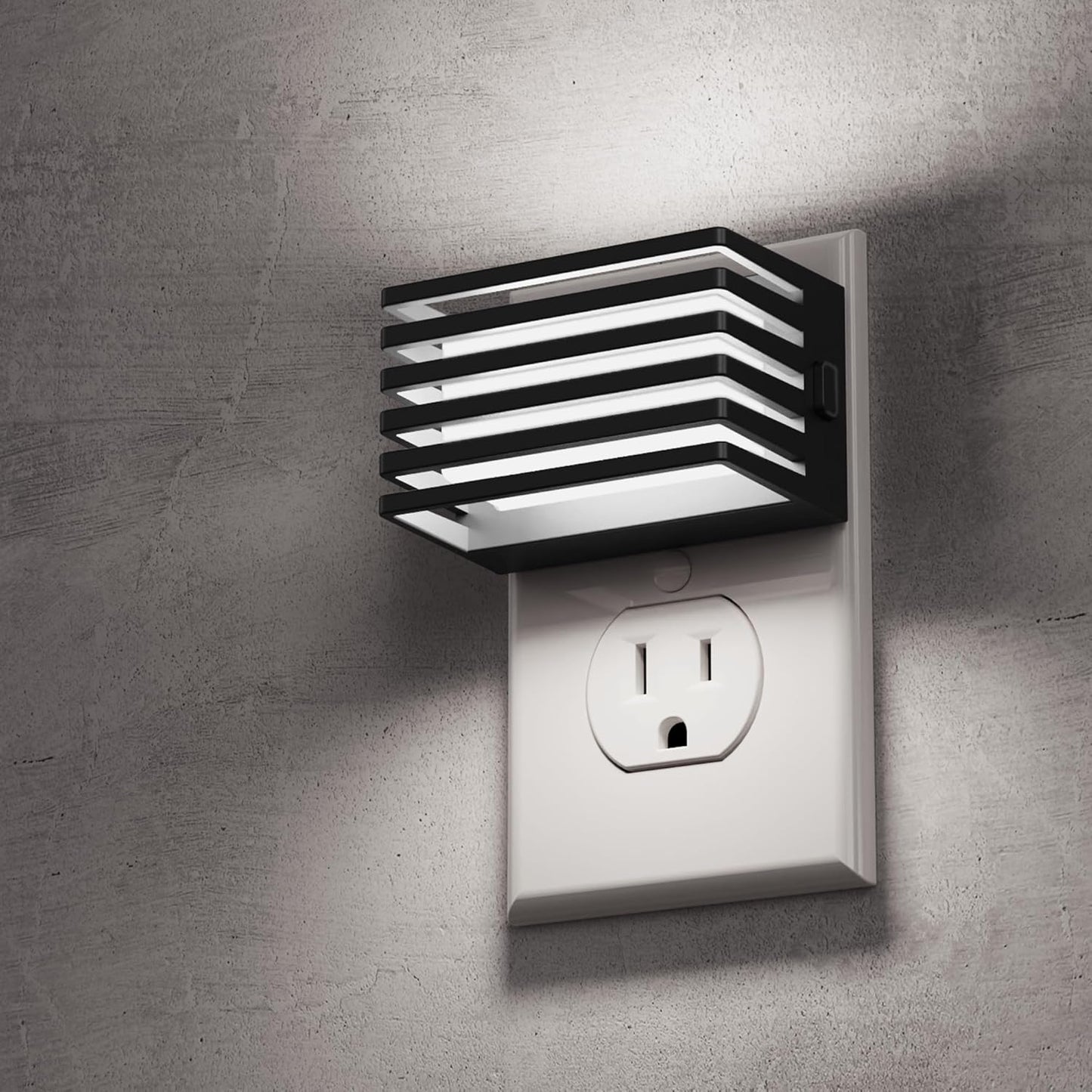 L LOHAS LED Motion Sensor Night Lights, [2 Pack] Dimmable Night Light Plug into Wall with Dusk-to-Dawn Sensor, Adjustable Brightness, 3000K Plug in Nightlight for Bedroom Bathroom Hallway (Black)