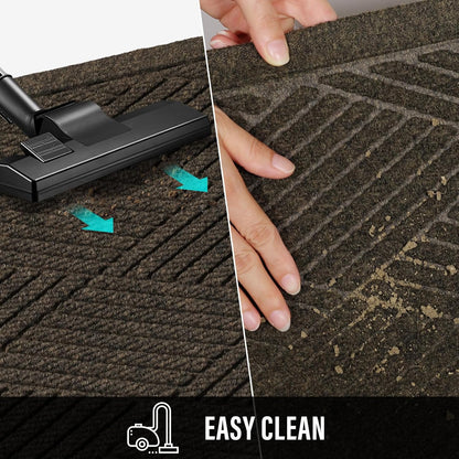 HIYARD Sturdy Front Door Mat, Absorbent Muddy Dirt Resist Welcome Door Mats Outdoor Indoor, Stain and Fade Resistant, Non-Slip Rubber Backing Low Profile Doormat for Entryway, 30×17, Beige