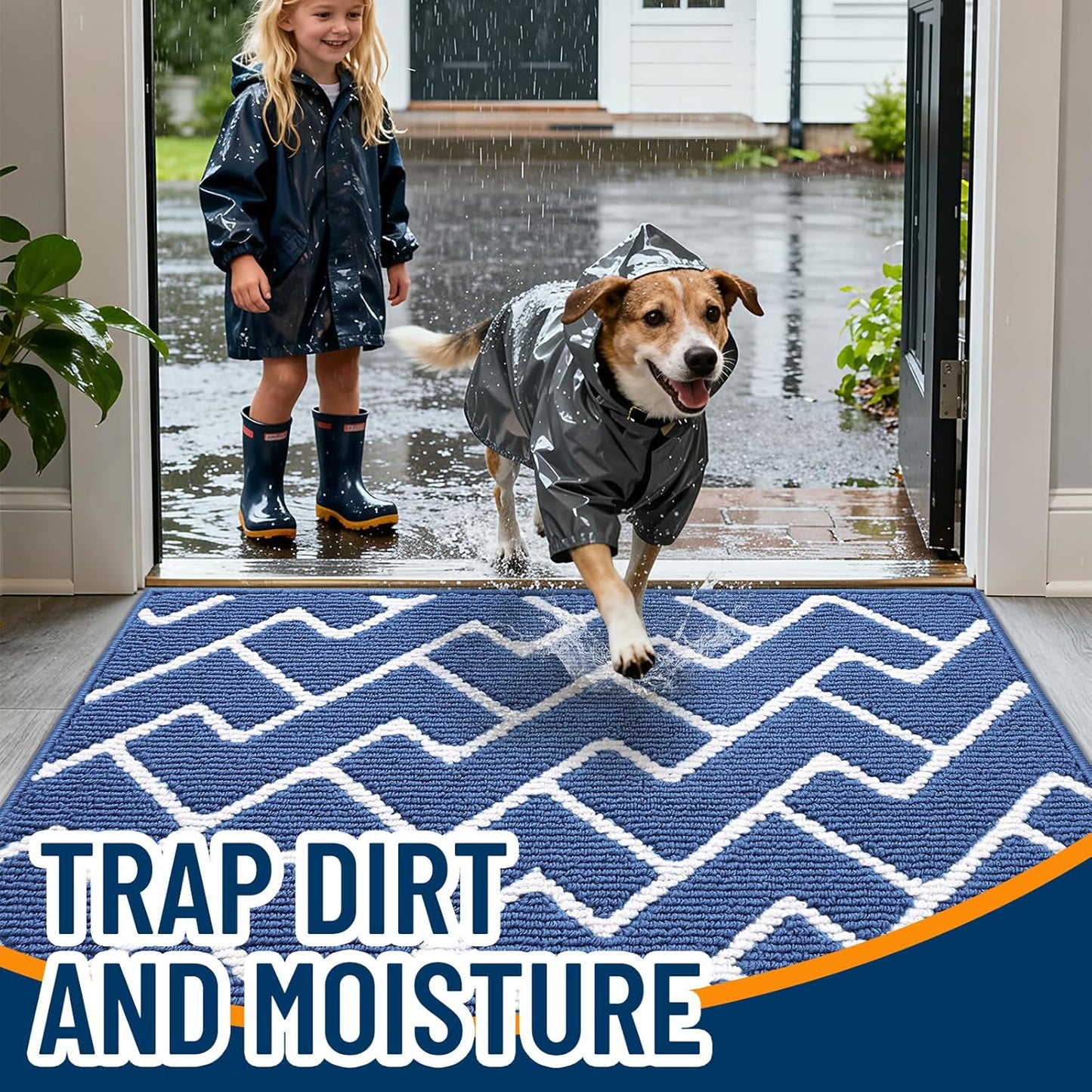 OLANLY Front Door Mat, Non-Slip Rubber Backing, Dirt Resistant and Absorbent, Washable, Easy to Clean Low-Profile Indoor Doormat for Back Door, Entryway, Inside Entrance, 32x20, Grey