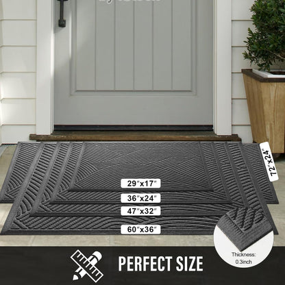 HIYARD Sturdy Front Door Mat, Absorbent Muddy Dirt Resist Welcome Door Mats Outdoor Indoor, Stain and Fade Resistant, Non-Slip Backing Entry Mat Low Profile Doormat for Entryway, 29×17, Beige