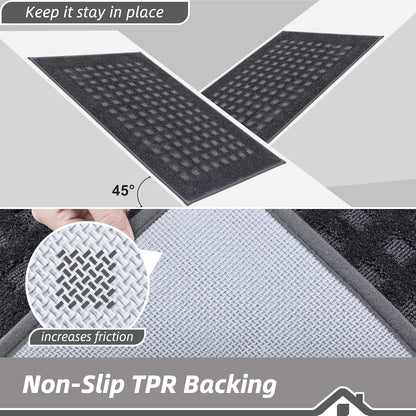BEQHAUSE Dirt Trapper Door Mats 20"x32", Non-Slip Waffle Doormat Indoor Entrance Low-Profile, Dirt Resist and Absorbent Entryway Rugs Washable Inside Welcome Floor Mat for Front Back Door, Beige