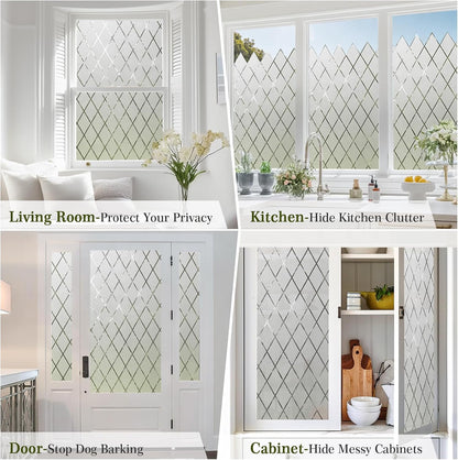 Privacy Window Film Day & Night, Static Cling Frosted Glass Window Film, 99% UV Blocking, No Glue Removable Window Covering for Bathroom Bedroom Kitchen Office (17.5 x 78.7 in)