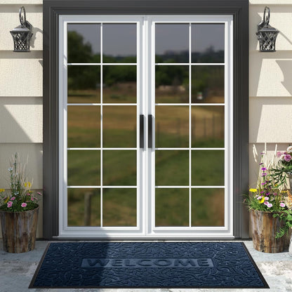 Yimobra Welcome Mat Outdoor 29.5x17, Waterproof Non-Slip Outdoor Mats for Front Door Outside Entrance, Low-Profile Entryway Mat Indoor for Garage Patio, Black