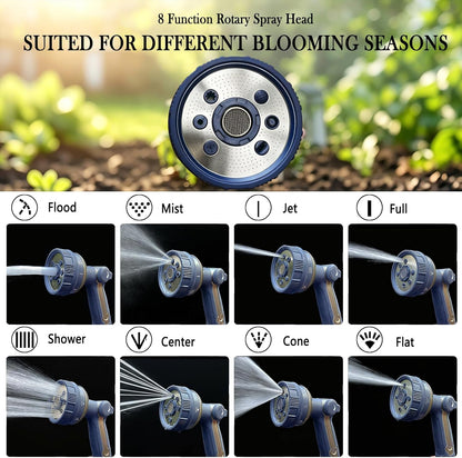 Garden Hose Nozzle Heavy Duty Metal Water Hose Sprayer | Heavy Duty Metal Spray Nozzle With Thumb Control. Japanese-style Design & 8 Spray Patterns For Different Blooming Seasons