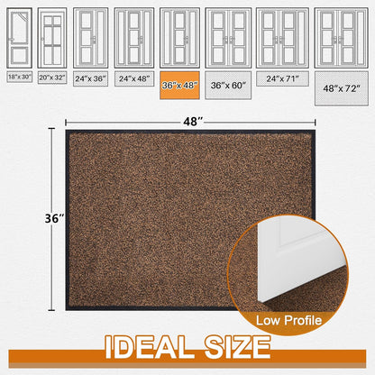 Mibao Front Door Mat, Dirt Trapper Welcome Mat for Outdoor Indoor, Non-Slip Waterproof Doormat, Durable Machine Washable Low Profile Entry Rug for Back Door Outside Patio Porch, 29.5" x 17", Grey