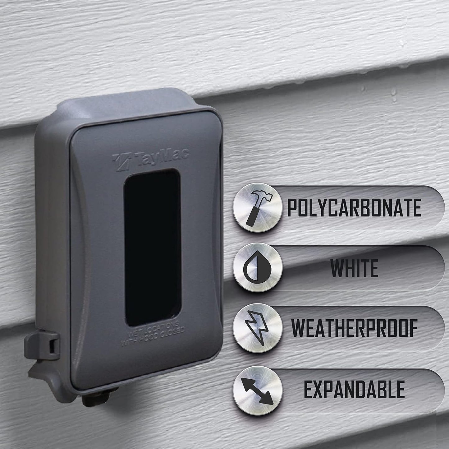Taymac ML450G Single-Gang Mount 16-in-1 Flat Nonmetallic Weatherproof Vertical/Horizontal, 1-Pack, Gray