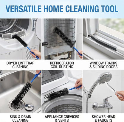 Dryer Vent Cleaner Kit 5PCS, Flexible Cleaning Brush Set with Long Pipe Brush and Drain Snake Tool for Dryer Lint, Sink Shower Pipe, Refrigerator Coil, Home Vent Cleaning Tool