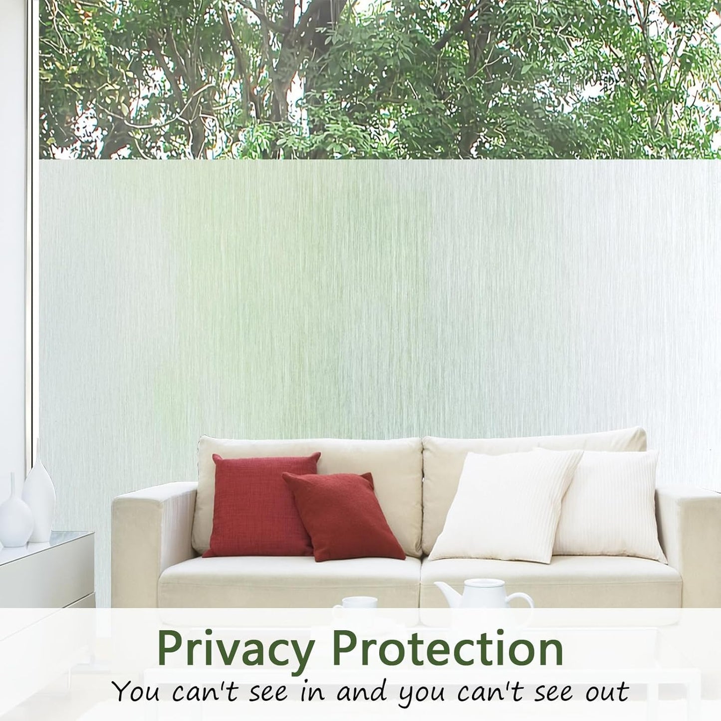 Frosted Glass Window Privacy Film, Static Cling, Non-Adhesive UV & Heat Blocking Anti-Glare Window Clings, Removable Reusable Stickers for Home Bathroom Office, 17.5" x 78.7"