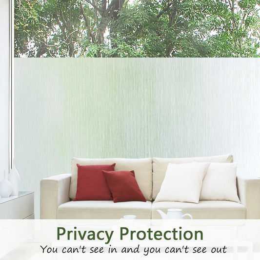 Frosted Glass Window Privacy Film, Static Cling, Non-Adhesive UV & Heat Blocking Anti-Glare Window Clings, Removable Reusable Stickers for Home Bathroom Office, 17.5" x 78.7"