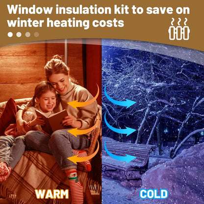 Apipi Patio Door Window Insulation for Winter - 87 x 236 in Thicken Sealing Plastic for Winterizing, Clear Shrink Film Cover Kit with Double-Side Tape for Large Window/ Sliding Door/French Door