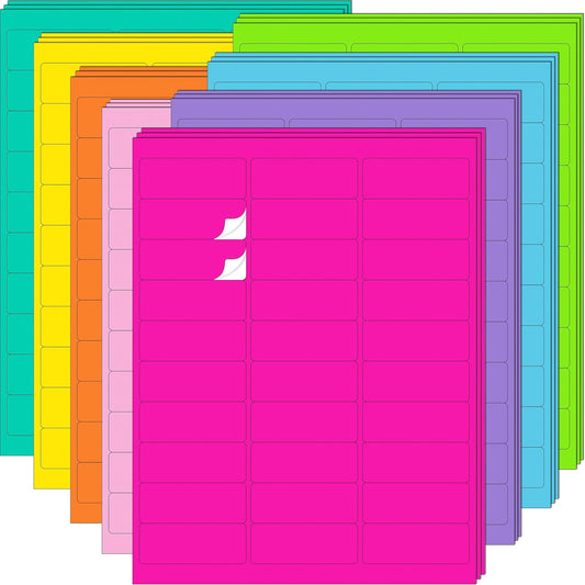 YSHIHE 2" x 4" Colored Labels Stickers 8 Colors Bright Moving Labels 24 Sheets,240 Labels for Laser/Inkjet Printer, Permanent Adhesive