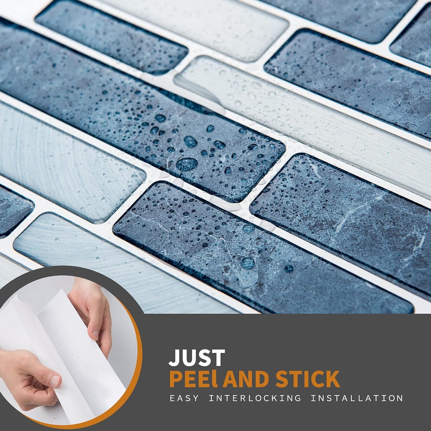 WOWSTAR 10-Sheet Peel and Stick Backsplash Tile for Kitchen Wall, Back Splash Stick On Tiles for Kitchen (12"x 12", Gray)