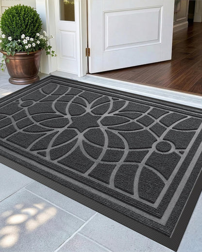 DEXI Front Door Mat Outside Entrance, Heavy Duty Non Slip Low Profile Doormat for Entryway, Trap Dirt and Moisture Welcome Mats, Easy Clean, Patio, Garage, 3x2, Blue