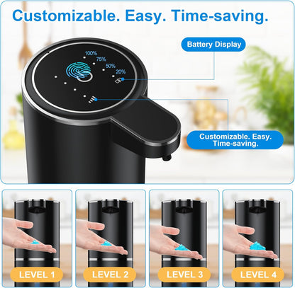 Fantictas Automatic Foaming Soap Dispenser Foaming Hand Sanitizer Touchless 1500mAh Soap Dispenser Rechargeable with Sensor for Bathroom Kitchen 13.5oz/380ml