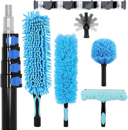 25 Foot High Reach Duster Kit for Cleaning (with 5-18ft Extension Pole)