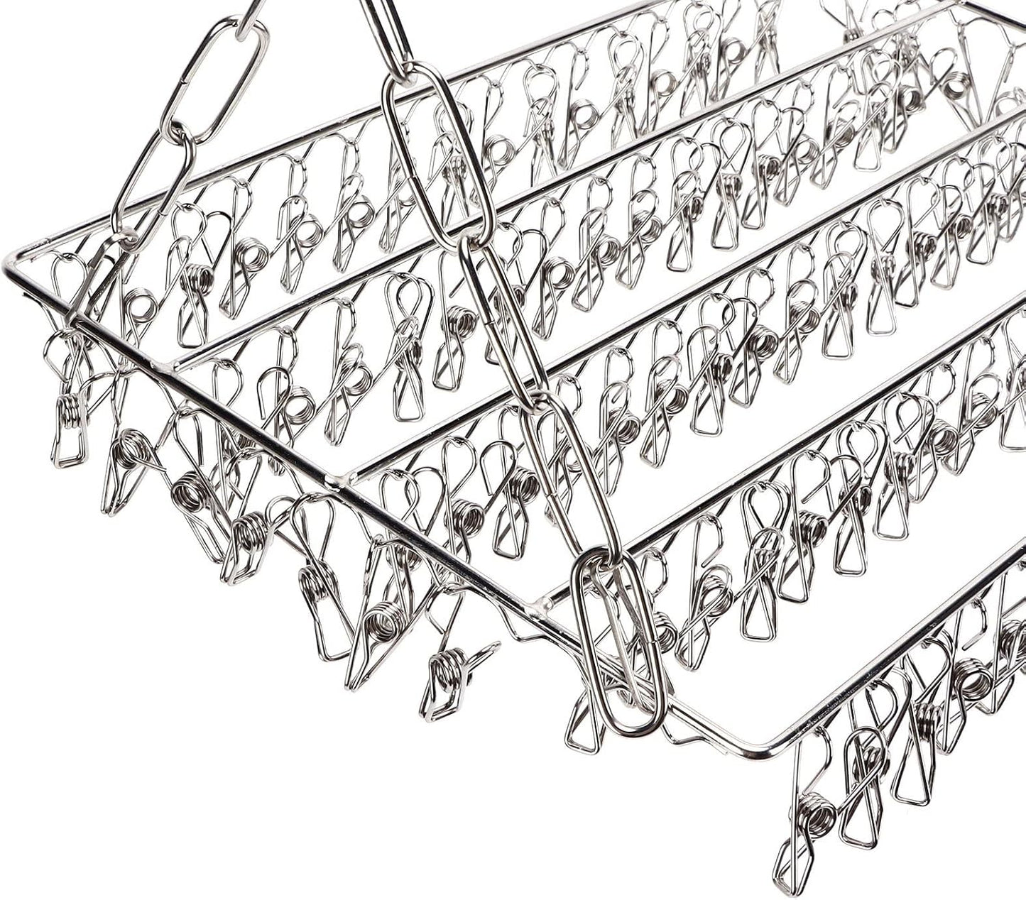 Stainless Steel Sock Drying Rack,Multifunctional Laundry Drying Rack Hanging Drying Rack Swivel Hook Wind Proof Clothes Hanger Rack with Clips for Hanging Clothes Towels Socks (Without Clip 40cm)