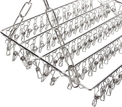 Stainless Steel Sock Drying Rack,Multifunctional Laundry Drying Rack Hanging Drying Rack Swivel Hook Wind Proof Clothes Hanger Rack with Clips for Hanging Clothes Towels Socks (Without Clip 40cm)