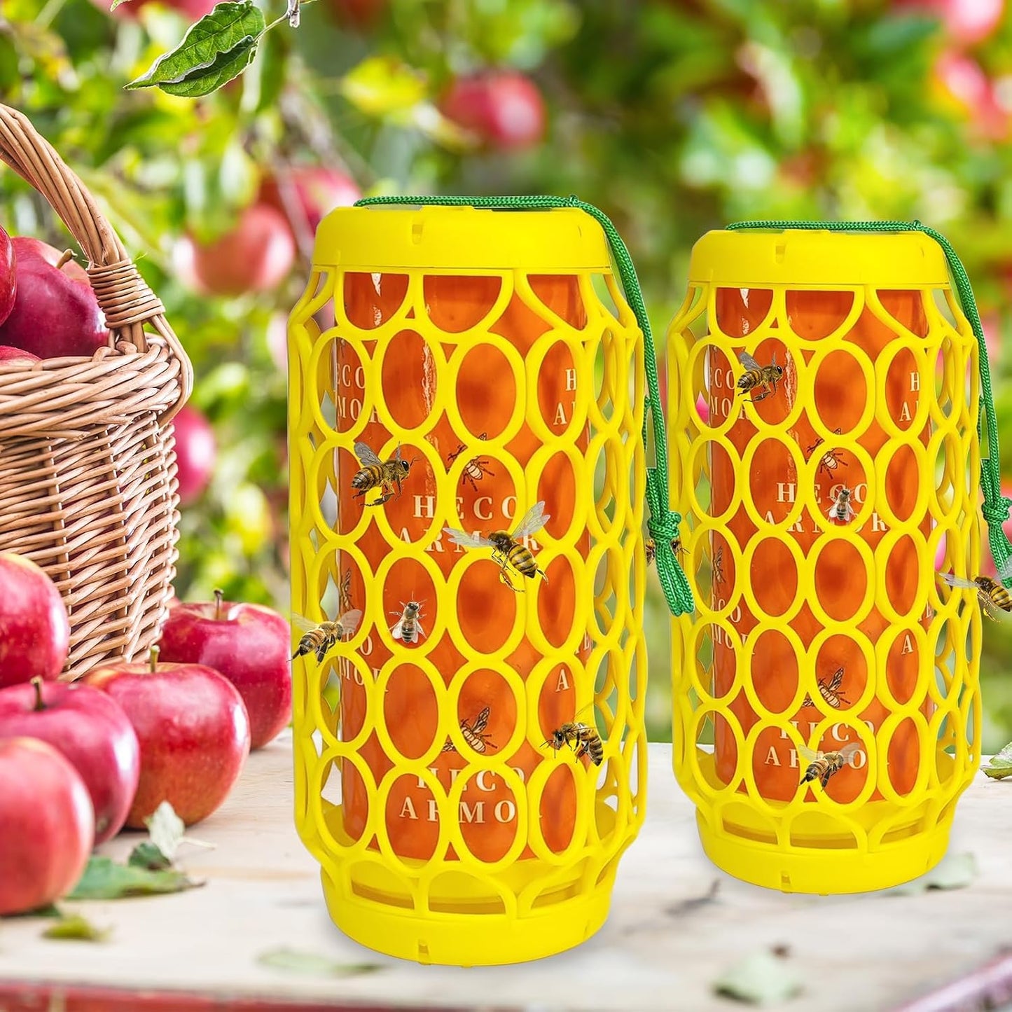 2-Pack Wasp Traps Outdoor Hanging - Carpenter Bee Traps with Super Sticky Paper Weatherproof Yellow Jacket Trap & Insect Bee Fly Gnats Catcher for Garden, Patio, Camping, Safe Non-Toxic