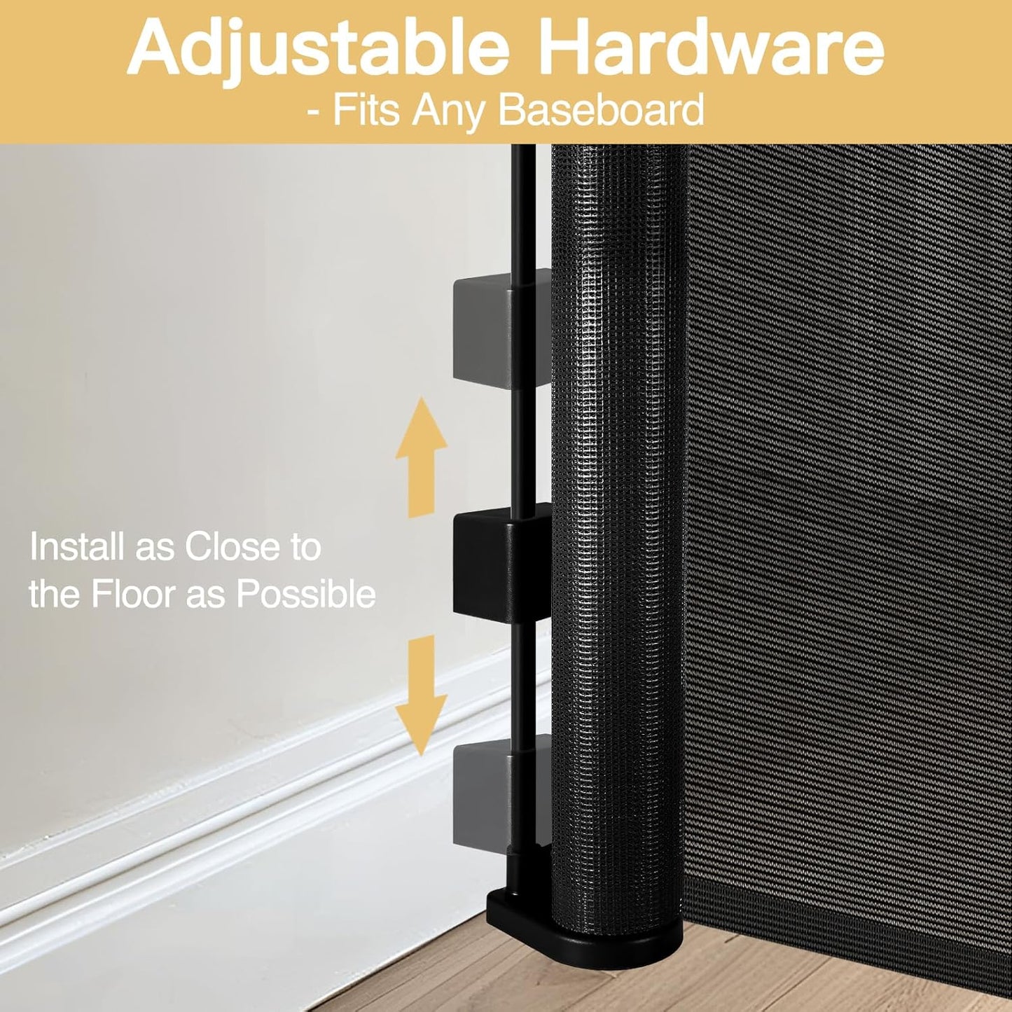 Newly Enhanced - 42" Tall × 120" Extra Wide Retractable Baby Gate Keeps Pets from Getting Under Tall Dog Gate, Indoor/Outdoor Baby Gates for Dogs, Retractable Dog Gate for Large Openings, White