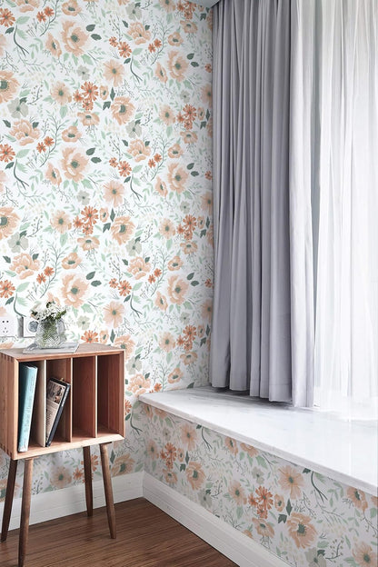 Heroad 16.1''x118'' Floral Peel and Stick Wallpaper Vintage Contact Paper Pink Rose Wall Paper Removable Renter Friendly Wallpaper for Bathroom Bedroom Nursery Waterproof Self Adhesive Vinyl Rolls